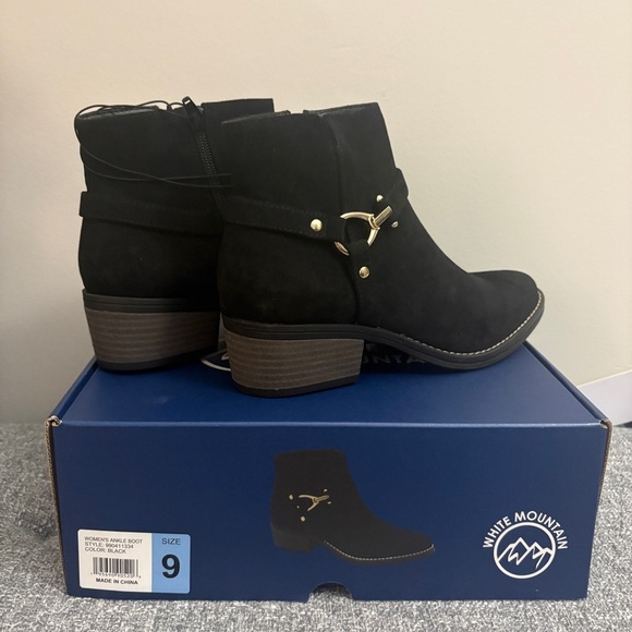 White Mountain Shoes - White Mountain Black Ankle Booties with Gold Accents